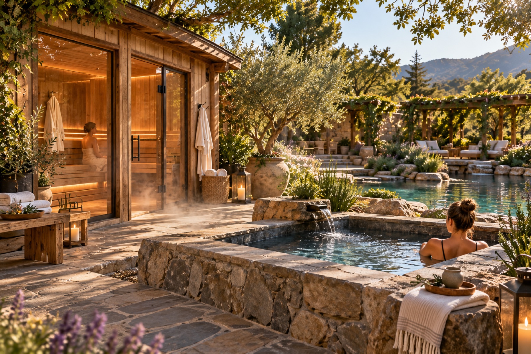 Sauna and cold plunge at The Waters in the Restoration House